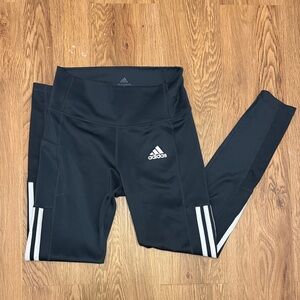 Adidas Black Leggings with White Stripes